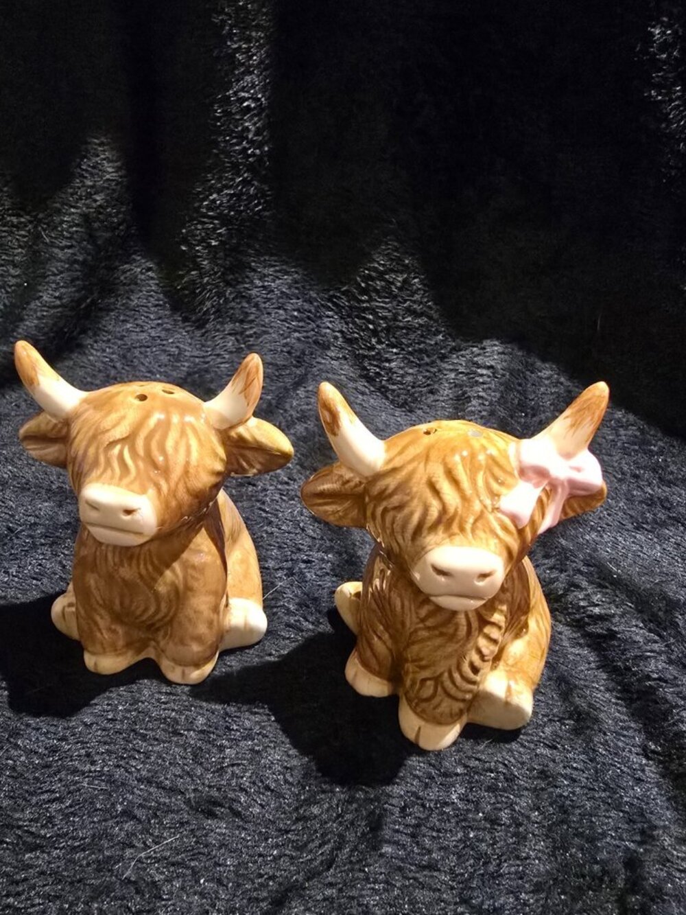 New Farmhouse Ceramic Highland Cow Salt & Pepper Shakers